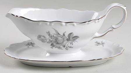 Dawn Rose Gravy Boat with Attached Underplate