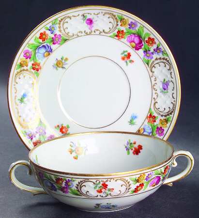 Dresdner Art (Smooth) Flat Cream Soup Bowl & Saucer Set by Schumann - Bavaria