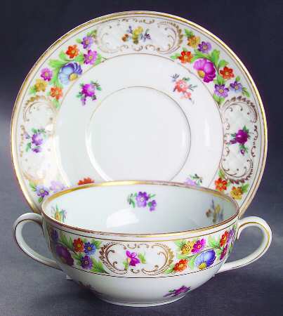 Dresdner Art (Smooth) Flat Cream Soup & Saucer Set by Schumann - Bavaria