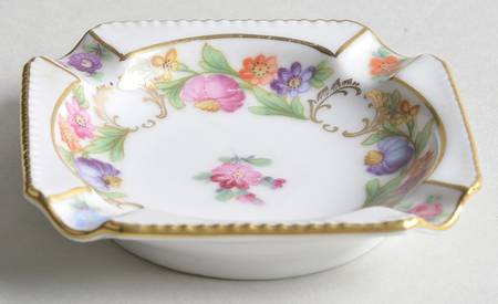 Empress Dresden Flowers 4" Square Ashtray