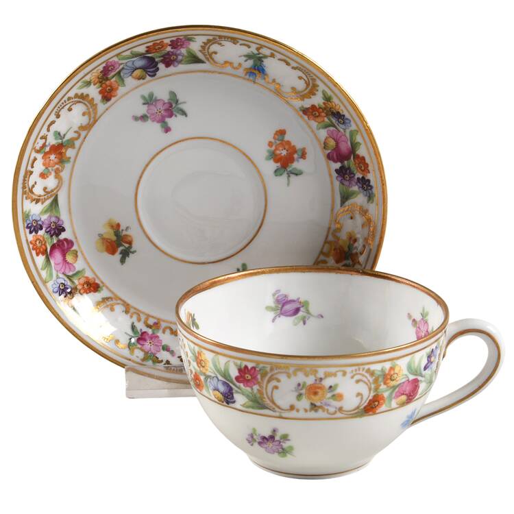 Dresdner Art (Smooth) Flat Demitasse Cup & Saucer Set
