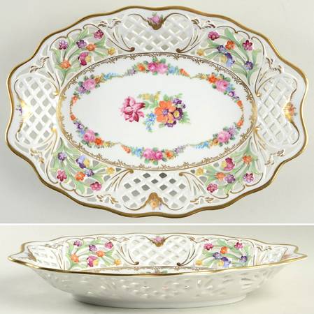 Dresden Garland 10" Pierced Oval Bowl