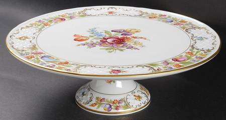 Empress Dresden Flowers 12" Diameter Pedestal Cake Stand