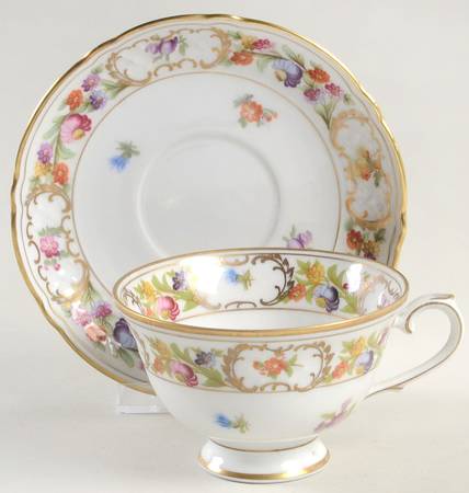 Empress Dresden Flowers Footed Cup & Saucer Set