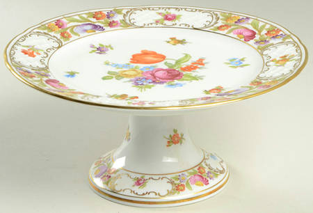 Empress Dresden Flowers Round Compote (Height X Width)