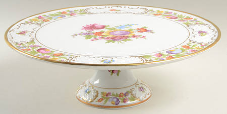 Empress Dresden Flowers 12" Diameter Pedestal Cake Stand