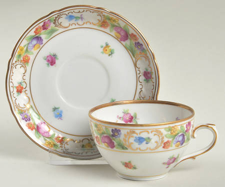 Empress Dresden Flowers Flat Demitasse Cup & Saucer Set