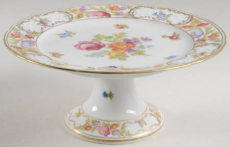 Empress Dresden Flowers Round Compote (Height x Width)