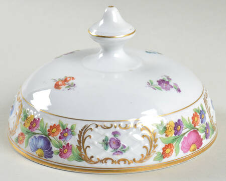 Empress Dresden Flowers Lid for Round Butter