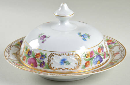 Empress Dresden Flowers Round Covered Butter