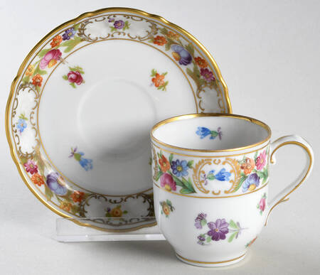 Empress Dresden Flowers Flat Demitasse Cup & Saucer Set