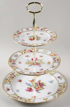 Empress Dresden Flowers 13 7/8"-14 1/4" 3-Tiered Serving Tray(DP,SP,BB) HC