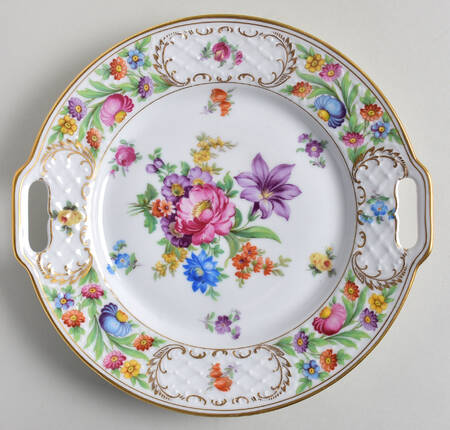 Empress Dresden Flowers Handled Cake Plate