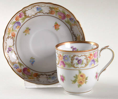 Empress Dresden Flowers Footed Demitasse Cup & Saucer Set