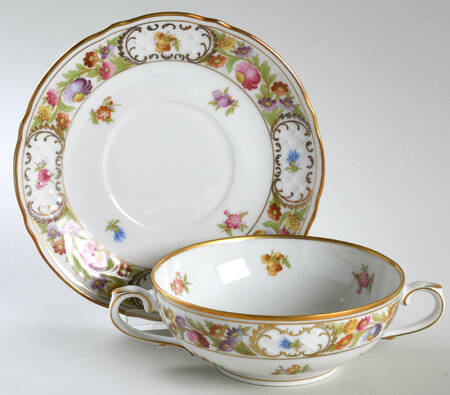 Empress Dresden Flowers Flat Cream Soup Bowl & Saucer Set