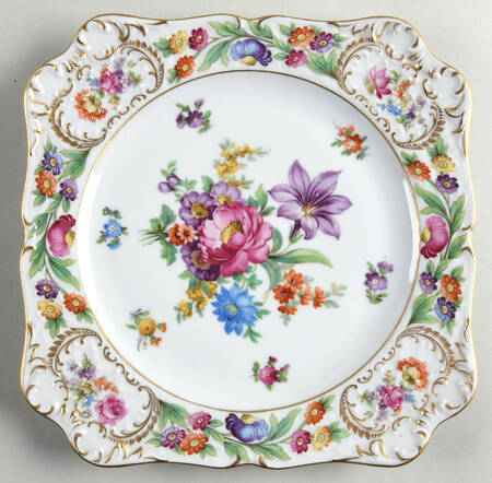 Empress Dresden Flowers Square Luncheon Plate