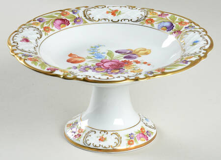 Empress Dresden Flowers Round Compote (Height X Width)