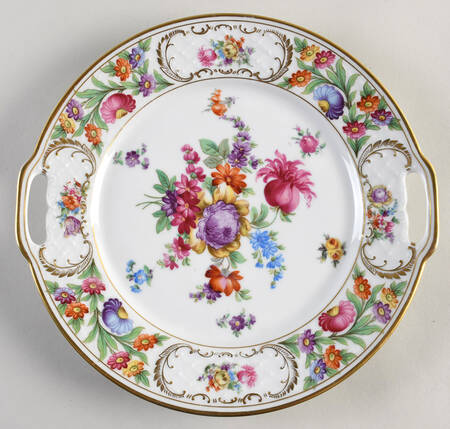 Empress Dresden Flowers Handled Cake Plate