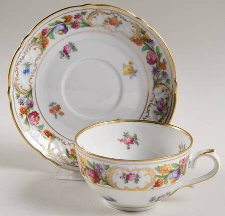 Empress Dresden Flowers Flat Cup & Saucer Set