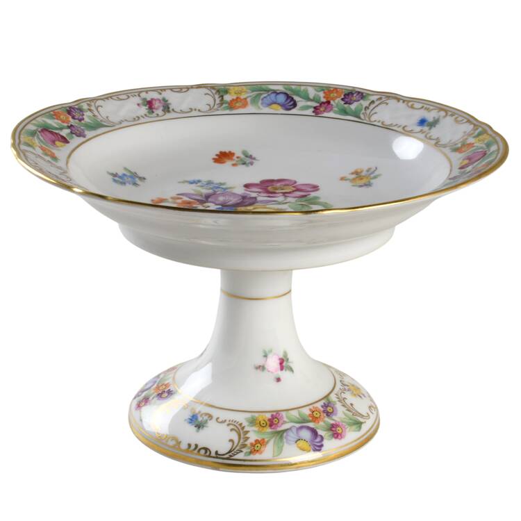 Empress Dresden Flowers Round Compote (Height X Width)