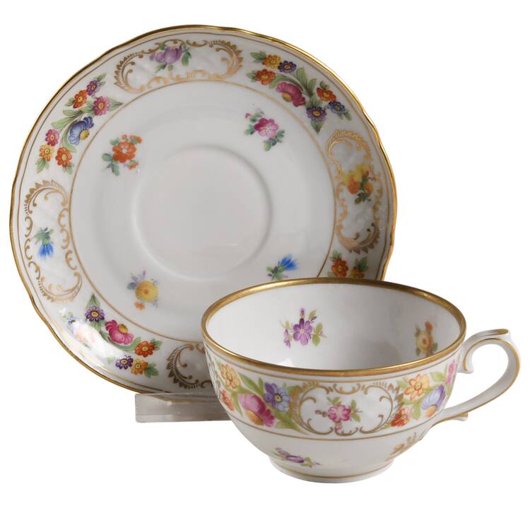 Empress Dresden Flowers Flat Cup & Saucer Set