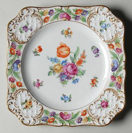 Empress Dresden Flowers Square Luncheon Plate