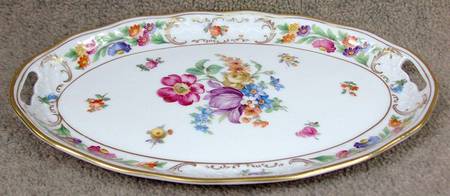 Empress Dresden Flowers 9" Handled Tray