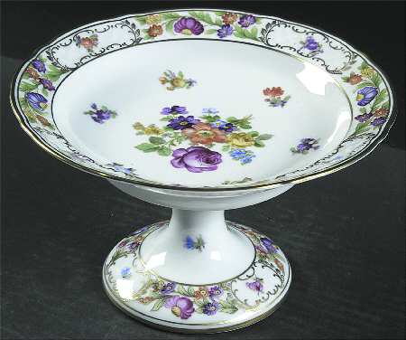 Empress Dresden Flowers Round Compote (Height X Width)