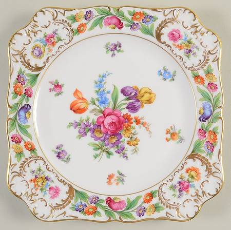 Empress Dresden Flowers Square Luncheon Plate