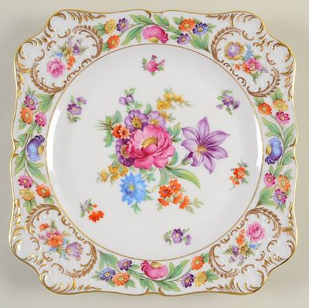 Empress Dresden Flowers Square Luncheon Plate
