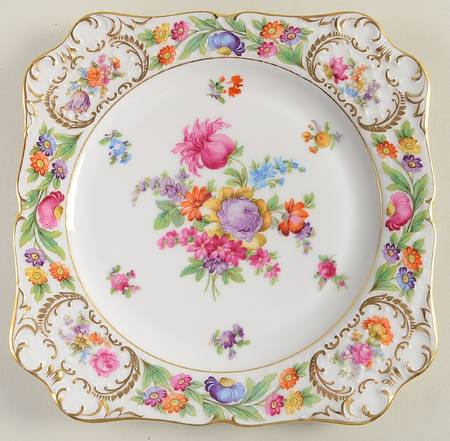Empress Dresden Flowers Square Luncheon Plate