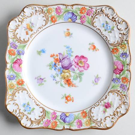 Empress Dresden Flowers Square Salad Plate