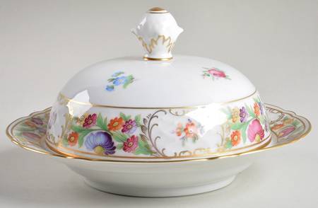 Empress Dresden Flowers Round Covered Butter