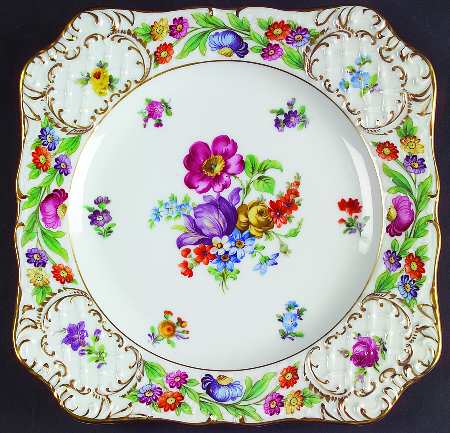 Empress Dresden Flowers Square Luncheon Plate