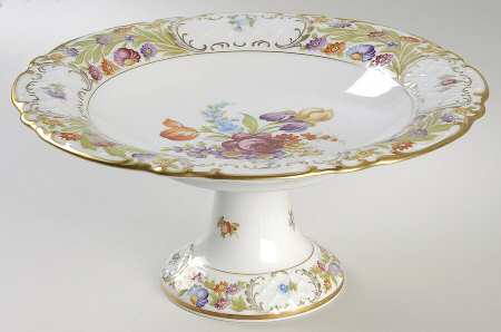 Empress Dresden Flowers Round Compote (Height X Width)