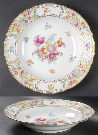 Empress Dresden Flowers Large Rim Soup Bowl