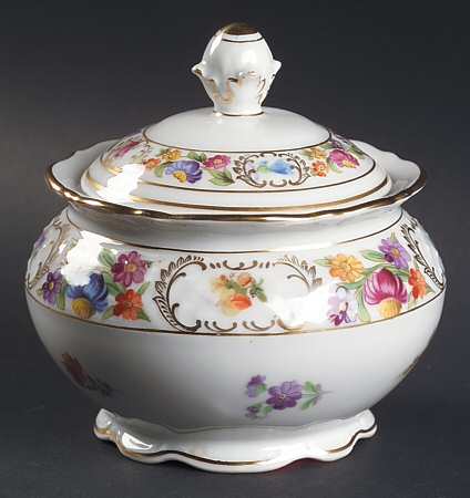 Empress Dresden Flowers Sugar Bowl & Lid