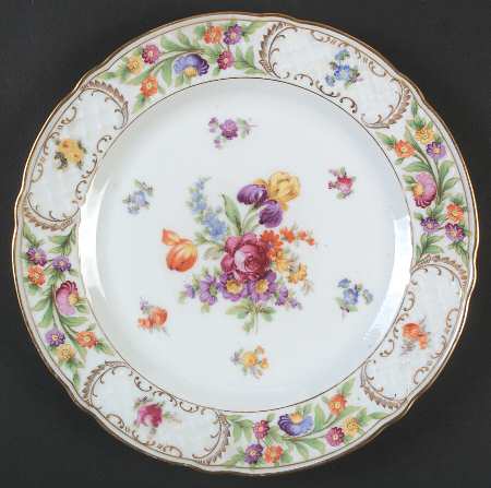Empress Dresden Flowers Round Serving Plate with Center Handle (Dp) Hc