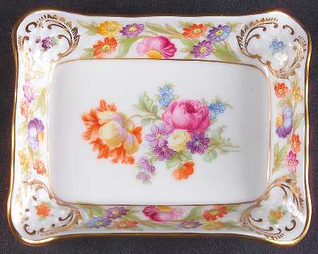 Empress Dresden Flowers 4" Rectangular Ashtray