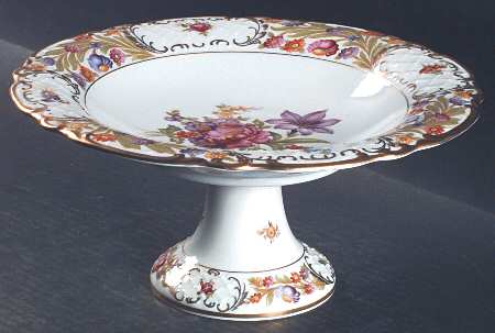 Empress Dresden Flowers Round Compote (Height X Width)