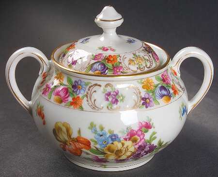Empress Dresden Flowers Sugar Bowl & Lid