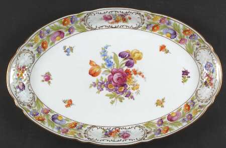 Empress Dresden Flowers 15" Oval Serving Platter