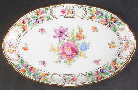 Empress Dresden Flowers 12" Oval Serving Platter