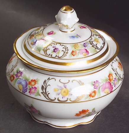 Empress Dresden Flowers Sugar Bowl & Lid
