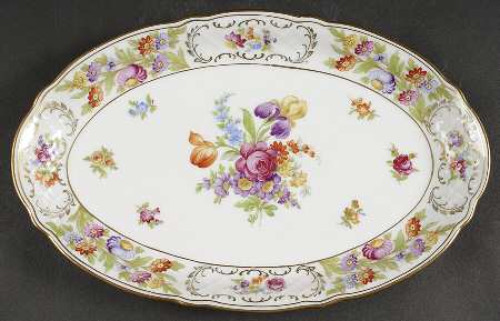 Empress Dresden Flowers 12" Oval Serving Platter