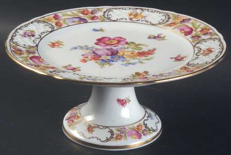 Empress Dresden Flowers Round Compote (Height X Width)
