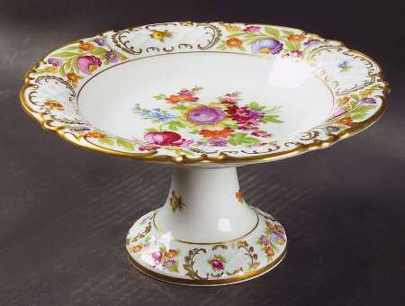 Empress Dresden Flowers Round Compote (Height X Width)