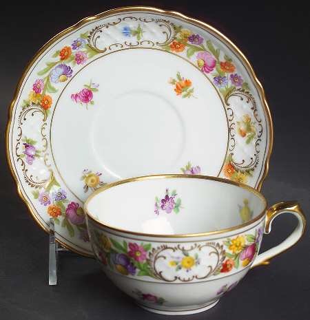 Empress Dresden Flowers Flat Cup & Saucer Set
