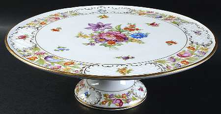 Empress Dresden Flowers 12" Diameter Pedestal Cake Stand