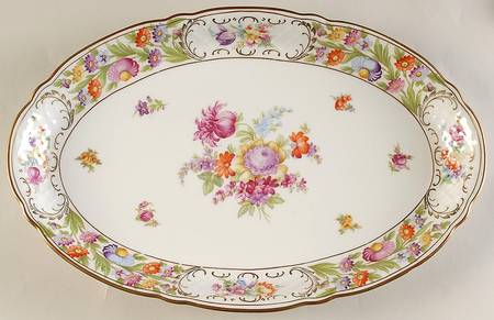 Empress Dresden Flowers 15" Oval Serving Platter